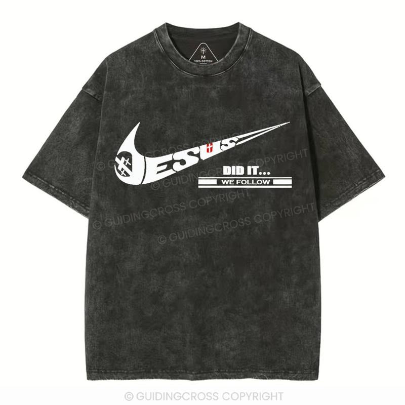 [ Mineral Wash ] Jesus Did It Christian Washed TShirt Jesus Graphic Washed Style Shirt