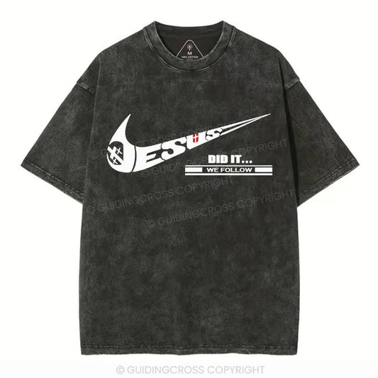 [ Mineral Wash ] Jesus Did It Christian Washed TShirt Jesus Graphic Washed Style Shirt