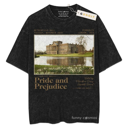 [ Mineral Wash ] Pride And Prejudice Mr. Darcy And Elizabeth Bennet For Fans Lover Book, Bookish, Graphic Washed Style Shirt