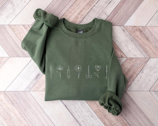 Minimalist Medical Sweatshirt, Future Doctor Sweater, ER Nurse Crewneck, RN Shirt, Surgeon Crewneck Sweatshirt, Flower Nurse Graphic Tee