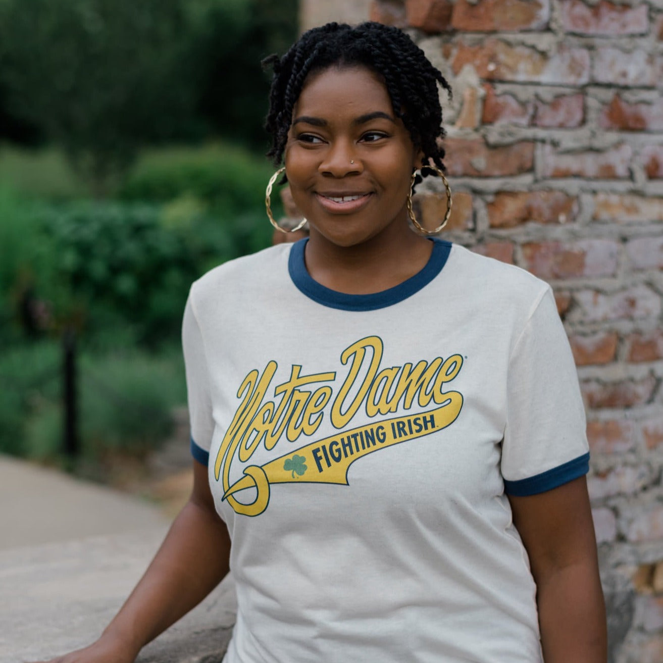 Vintage Notre Dame Script Ringer Tee Style001