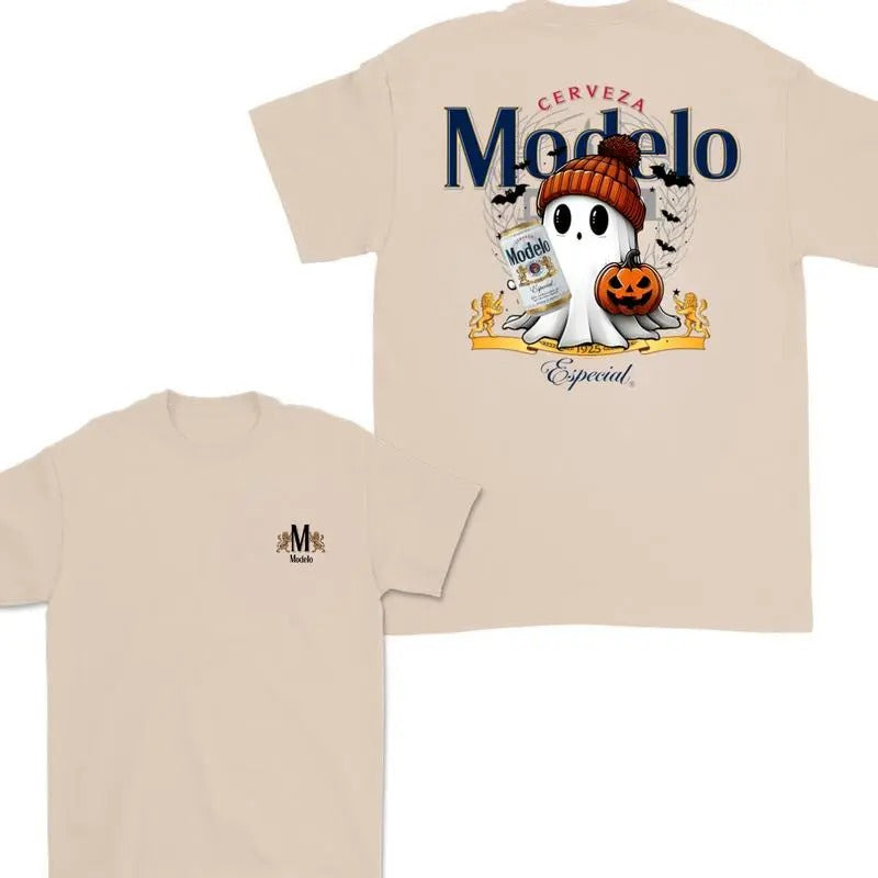 Modelo Ghost Cute Halloween Double sided T-shirt ,Modelo Halloween Shirt For Men And Women, Halloween Cute Ghost Trendy Shirt