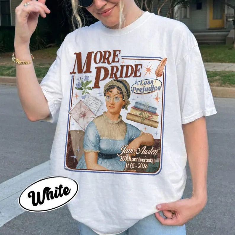 More Pride Less Prejudice T-Shirt, Jane Austen Inspired Pride Month T Shirt, LGBTQ Ally Tee, Support Equality Gift