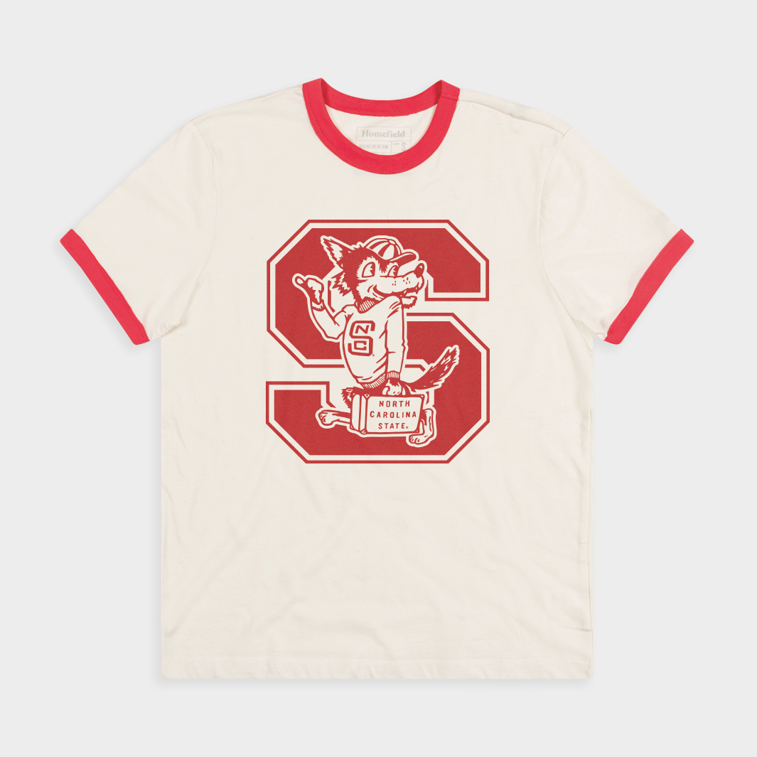 NC State Wolfpack Vintage Wolf Logo Ringer Tee