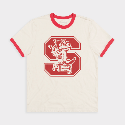 NC State Wolfpack Vintage Wolf Logo Ringer Tee