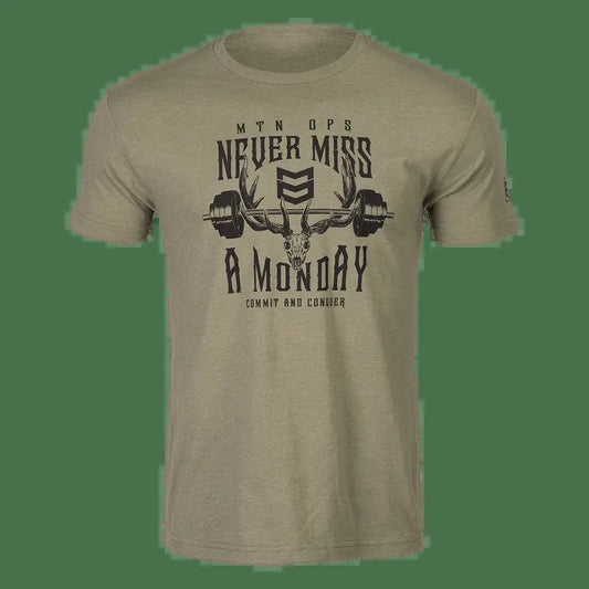 NEVER MISS A MONDAY TEE, HUMOR SHIRTS, FUNNY TEE SHIRT