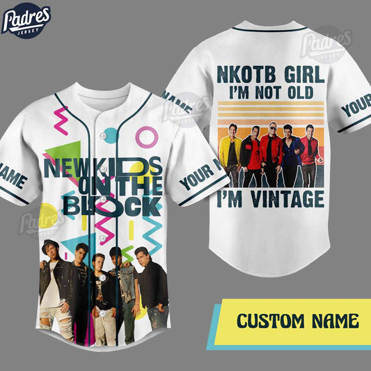 NKOTB Girl I'm Not Old I'm Vintage Custom Baseball Jersey - Padres Jersey Oasis: Elevate Your Baseball Style Game