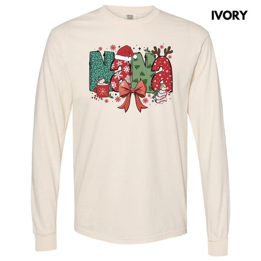 Nana Jolly Theme Long Sleeve Comfort Colors T-Shirt 'NLB'