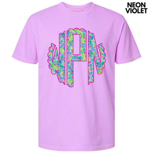 Neon Exotic Monogram Comfort Colors T-Shirt 'NLB'