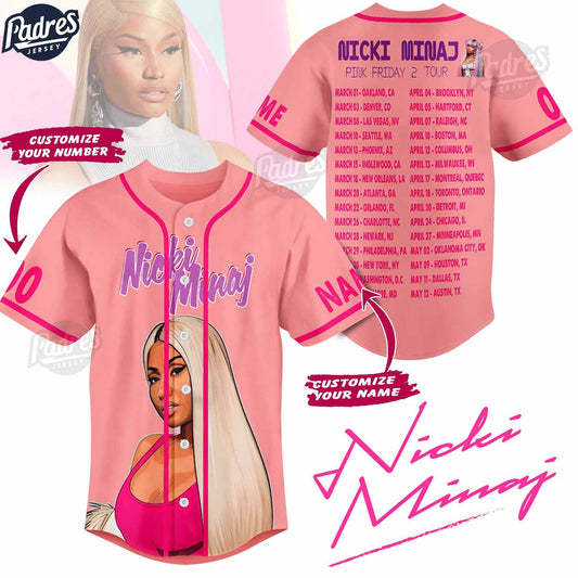 Nicki Minaj Pink Friday 2 Tour Custom Baseball Jersey Style - Padres Jersey Oasis: Elevate Your Baseball Style Game