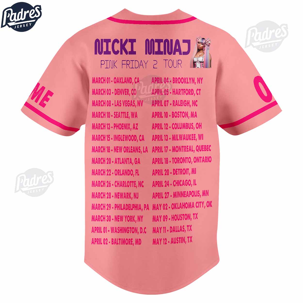 Nicki Minaj Pink Friday 2 Tour Custom Baseball Jersey Style - Padres Jersey Oasis: Elevate Your Baseball Style Game