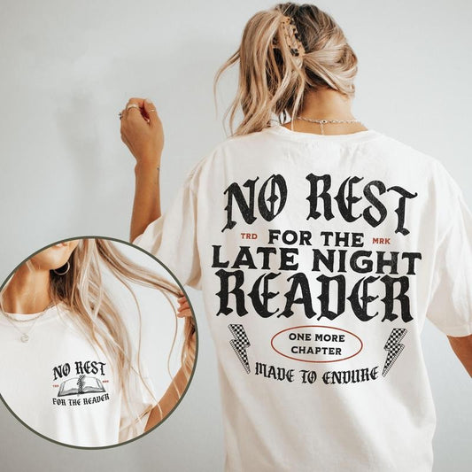 No Rest For The Late Night Reader T-Shirt, Bookish Sweatshirt, Gift for Book Lover, Booktoker Merch, Booktok Hoodie
