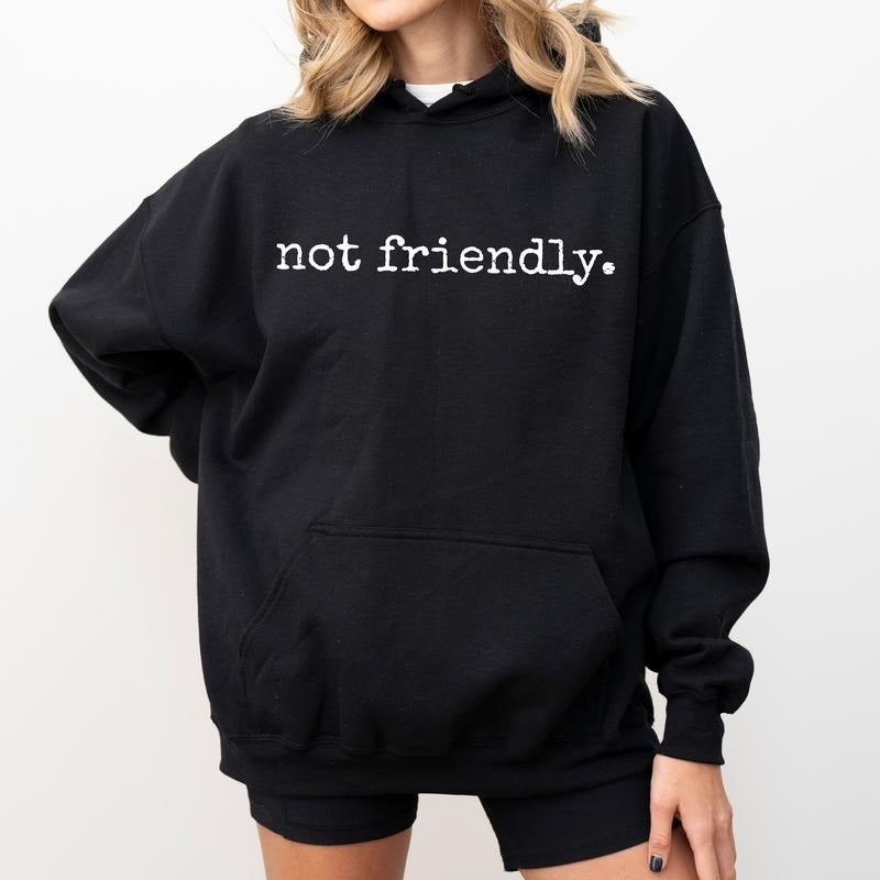 Not Friendly Hoodie, Funny Not Friendly Don't Touch Graphic Hoodies, Sarcastic Unisex Hoodie, Down Town Outfits