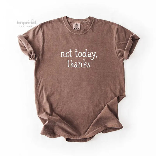 Not Today, Thanks Comfort Colors T-Shirt, Vintage Graphic Tee, Garment-Dyed Cotton, Unisex Relaxed Fit, Casual Aesthetic Streetwear