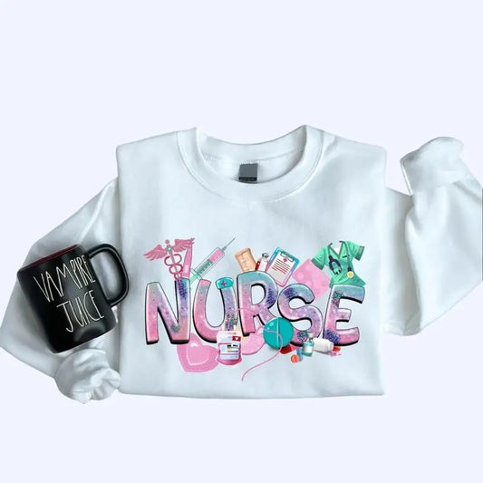 Nurse Doodles Shirts, Nurse Week Appreciation, Nurse Superhero Sweatshirt, Nursing Student Shirt, Nursing School Shirt, RN Nurse Shirt, Full Size, Full Color, Gift For Friend