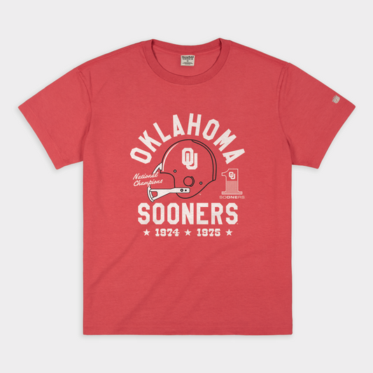 Oklahoma Football 1974 and 1975 Champs Vintage Heavyweight Tee Style001