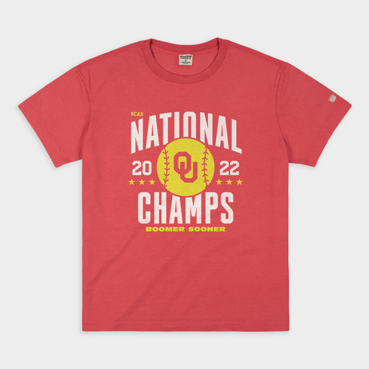 2022 Oklahoma Softball National Champs Vintage Heavyweight Tee Style001
