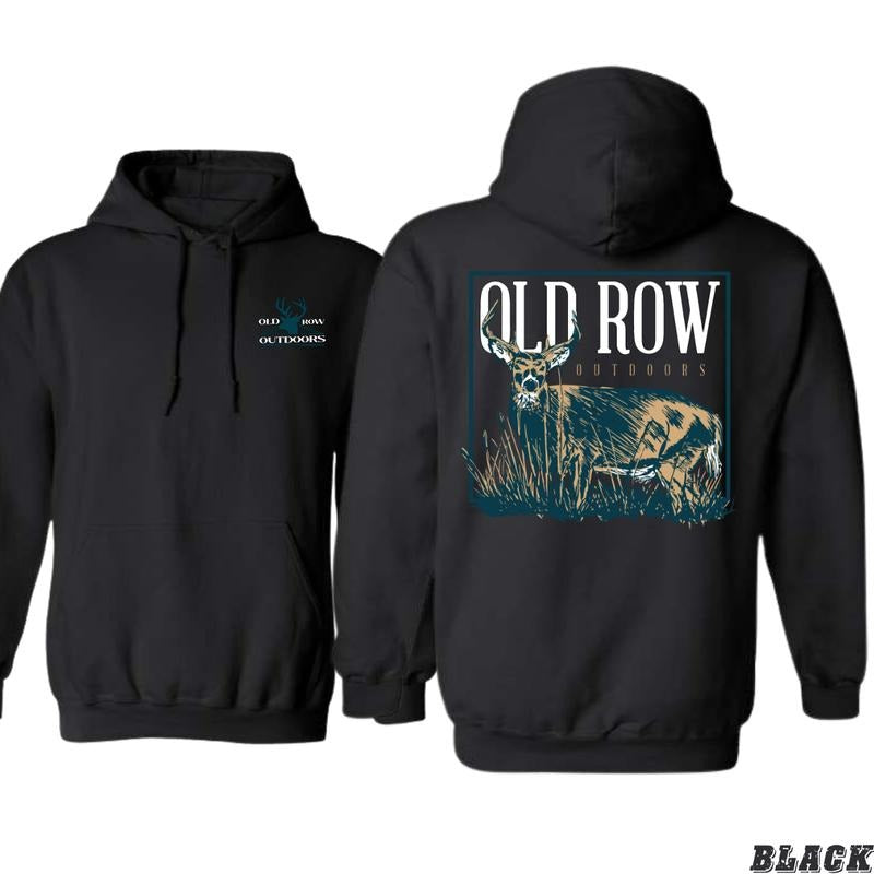 Old Row Outdoors Deer Design - Outdoor Wear Hoodie - Rustic and Adventurous Style Menswear Sweaters Tops Underwear