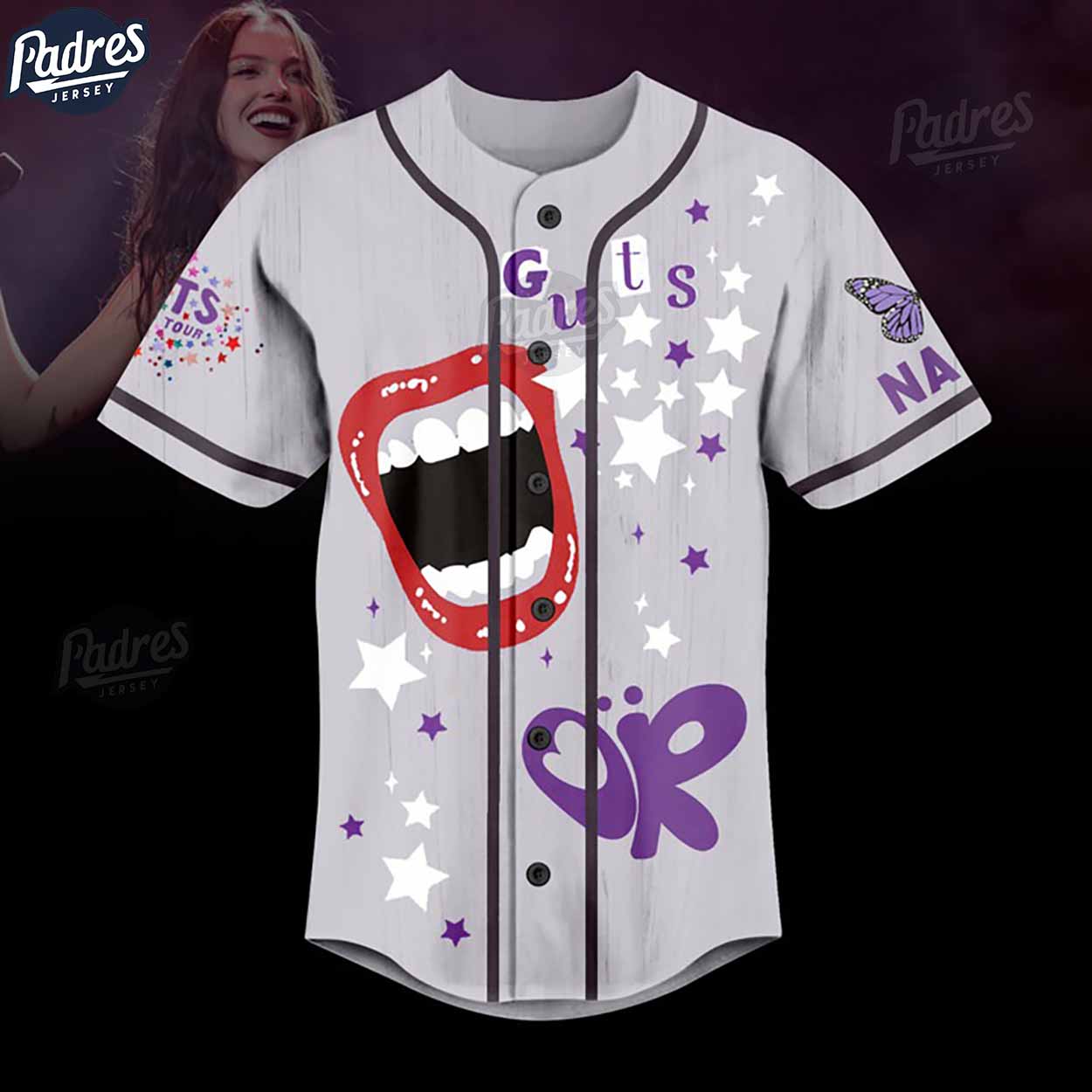 Olivia Rodrigo Guts World Tour Custom Baseball Jersey Style - Padres Jersey Oasis: Elevate Your Baseball Style Game