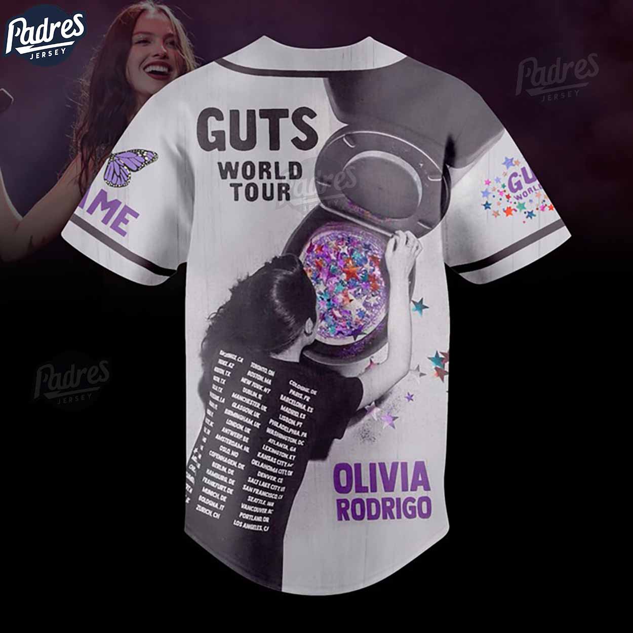 Olivia Rodrigo Guts World Tour Custom Baseball Jersey Style - Padres Jersey Oasis: Elevate Your Baseball Style Game