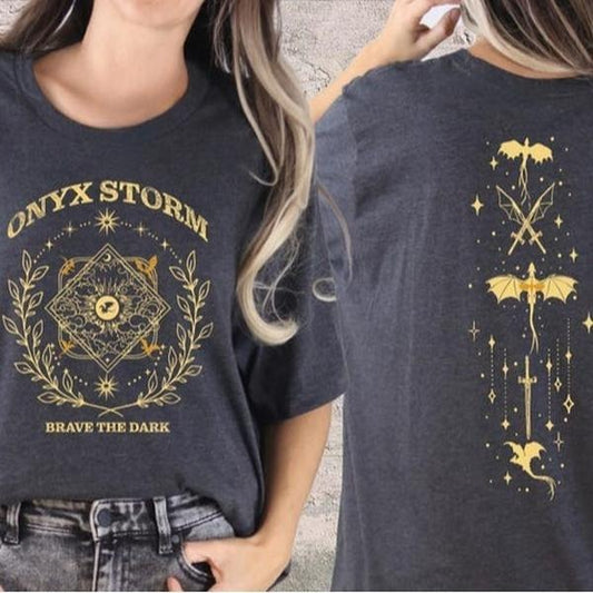 Onyx Storm Brave The Dark Comfort Colors Shirt, Violet Sorrengail Dragon Rider, Gift For Book Lover