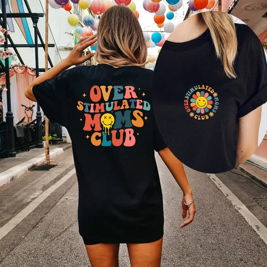 Overstimulated Moms Club Shirt, Overstimulated Moms Tshirt, Cute Retro Shirt for Moms, Girly Shirt, Anxiety Moms,Trendy Cute Shirt,Moms Gift