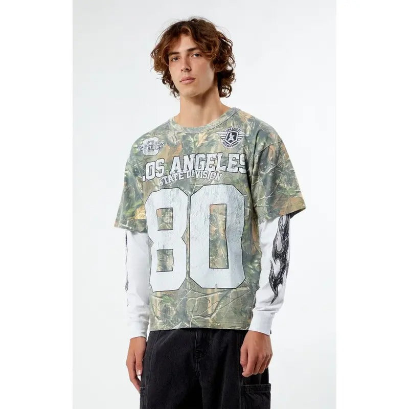 Pacsun Men's Camo LA Division 80 Layered Long Sleeve T-Shirt