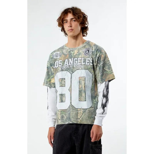 Pacsun Men's Camo LA Division 80 Layered Long Sleeve T-Shirt