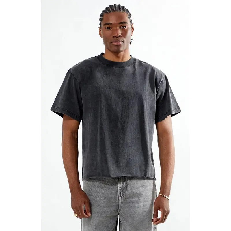 Pacsun Men's Washed Black Premium Cropped T-Shirt