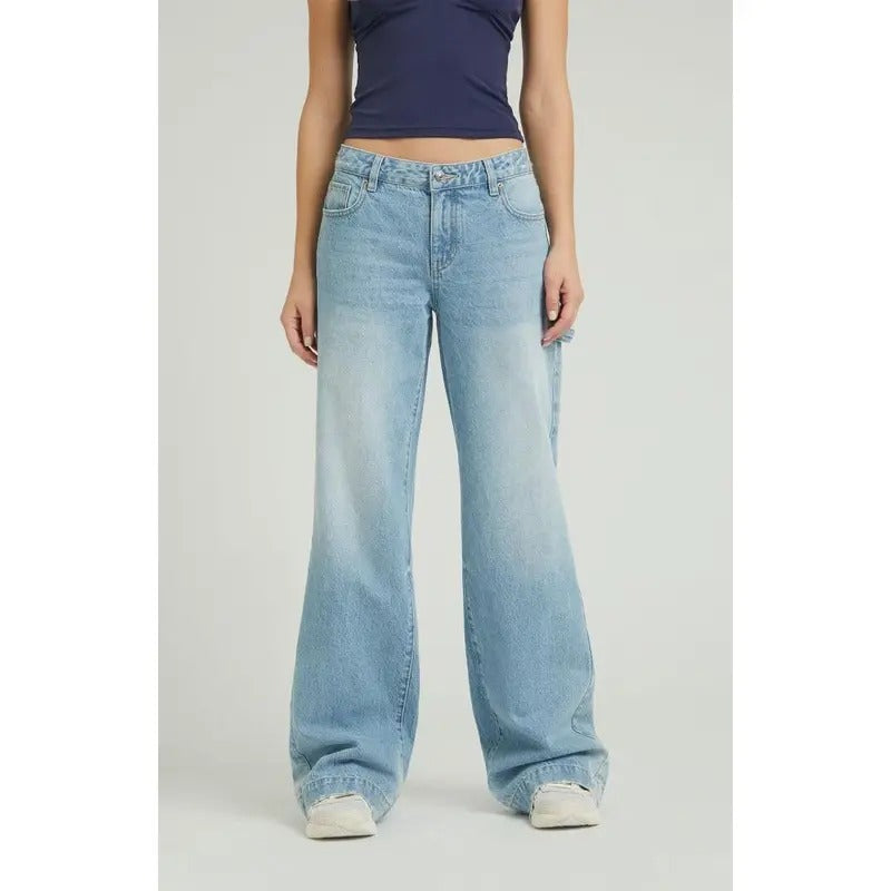 Pacsun Women's Casey Low Rise Baggy Jeans Carpenter Light Indigo