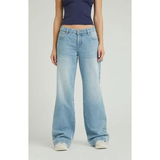 Pacsun Women's Casey Low Rise Baggy Jeans Carpenter Light Indigo