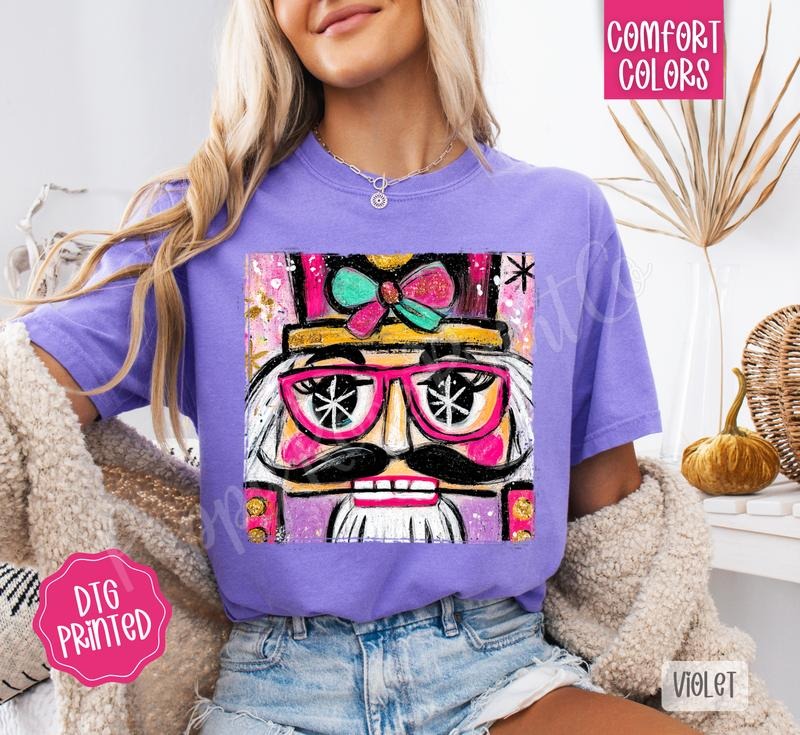 Painted Nutcracker Comfort Colors, Trendy Women's Christmas Tshirt