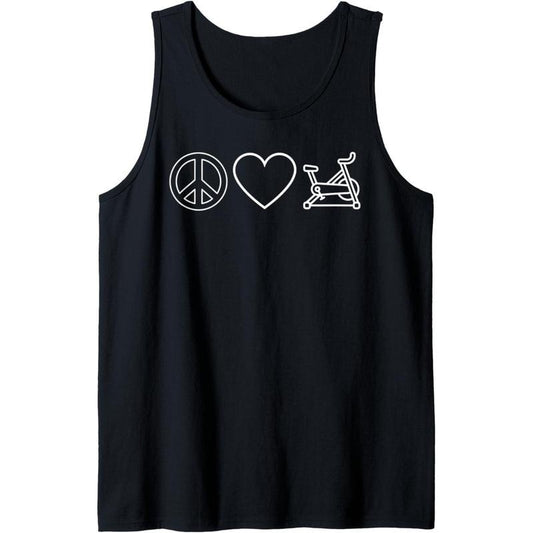 Peace Love Spin Heart Funny Spin Class Spinning Cycling Gym Tank Top Made in USA