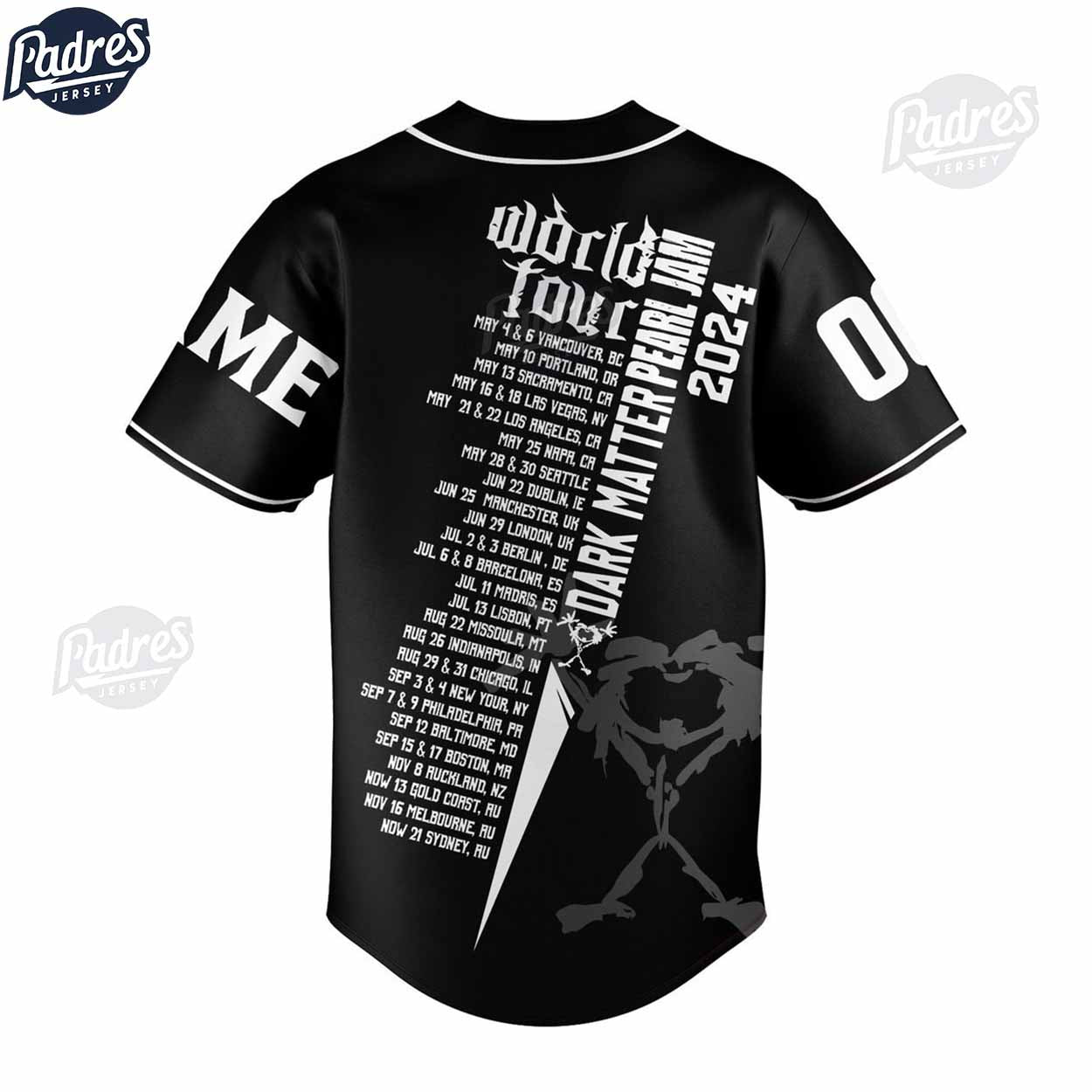 Pearl Jam World Tour 2024 Custom Baseball Jersey - Padres Jersey Oasis: Elevate Your Baseball Style Game