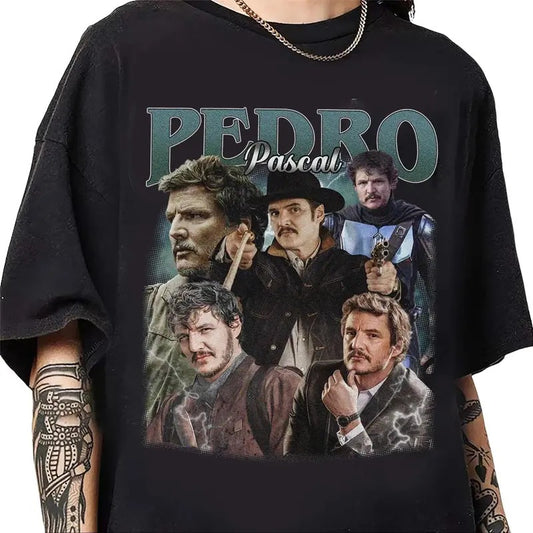 Pedro Pascal Shirt, Pedro Pascal Tribute Celebrity Shirt, Narco Pedro Pascal Fans Gift Unisex Cotton Menswear Streetwear Casual Shortsleeve Crewneck
