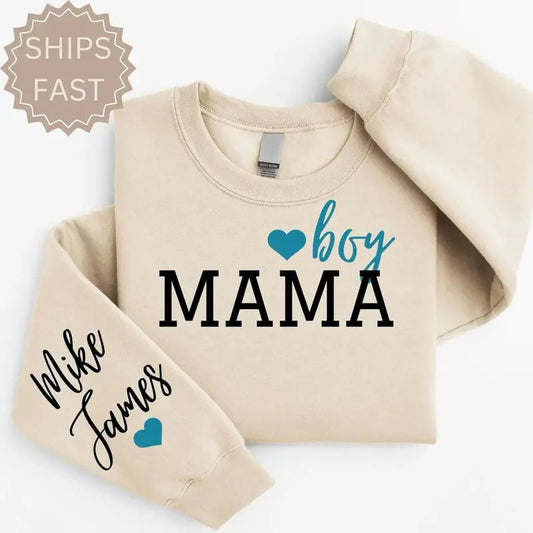 Personalized Boy Mama Sweatshirt, Custom Boys Of Mom Hoodie, New Mama Shirt, Baby Announcement Mom Clothing, Mother's Day Gifts