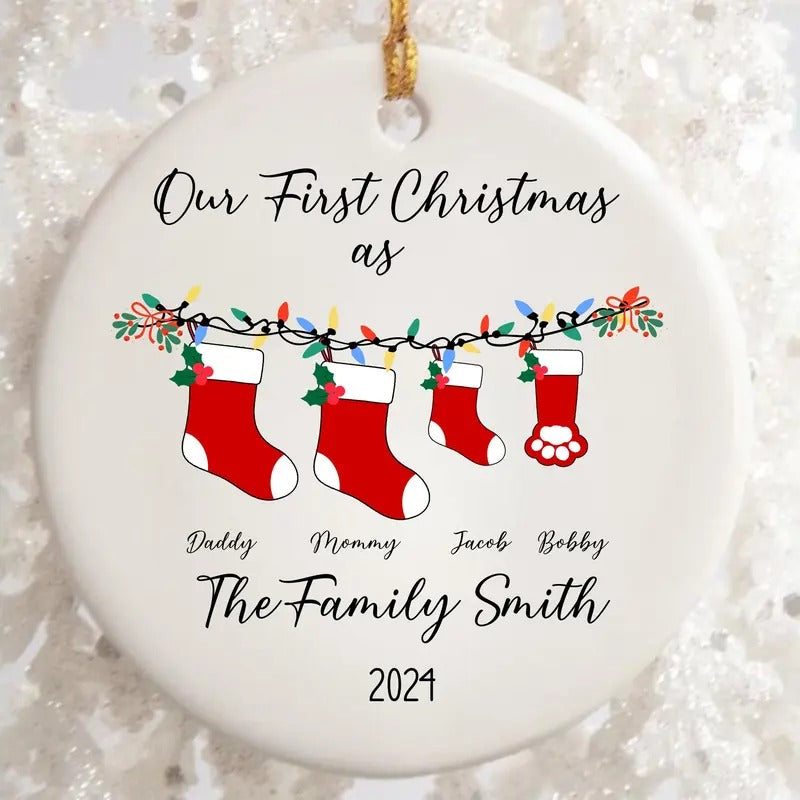 Personalized First Christmas Ornament, First Christmas as Family Ornament, First Christmas as Family Of 4 Ornament, First Christmas Ornament