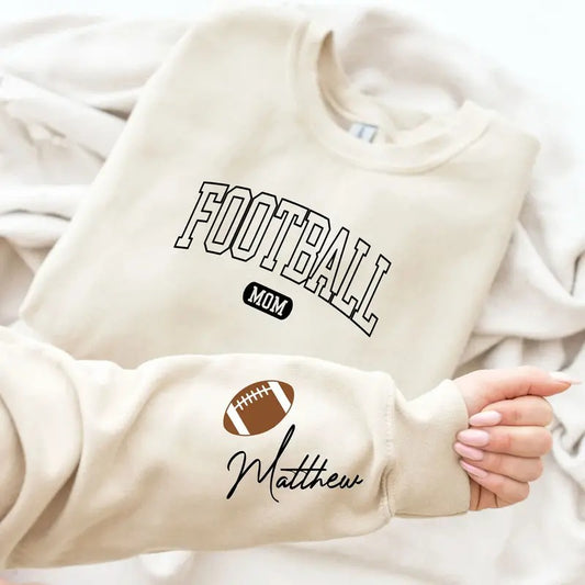 Personalized Football Mom Sweatshirt with Player's Custom Name, Football Mama Hoodie, Football Mom Hoodie with Son's Name Womenswear Sweaters Tops Comfort