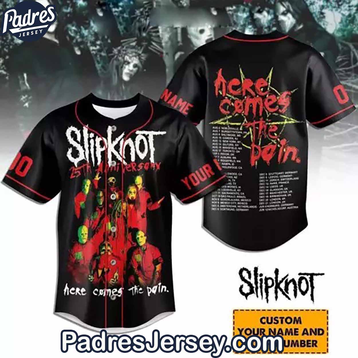 Personalized Slipknot 25th Anniversary Tour Baseball Jersey Outfit - Padres Jersey Oasis: Elevate Your Baseball Style Game