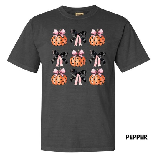 Pink & Black Pumpkin Coquette Comfort Colors T-Shirt 'NLB'