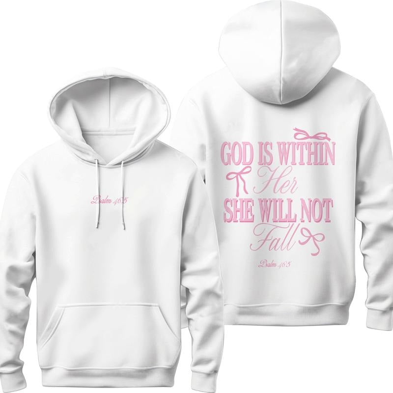 Pink Christian Hoodie God Is Within Her She Will Not Fall Coquette Christian Hoodie Jesus Hoodie Christian Sweatshirt Christian Bible Verse  T-shirt, sweater and Hoodie