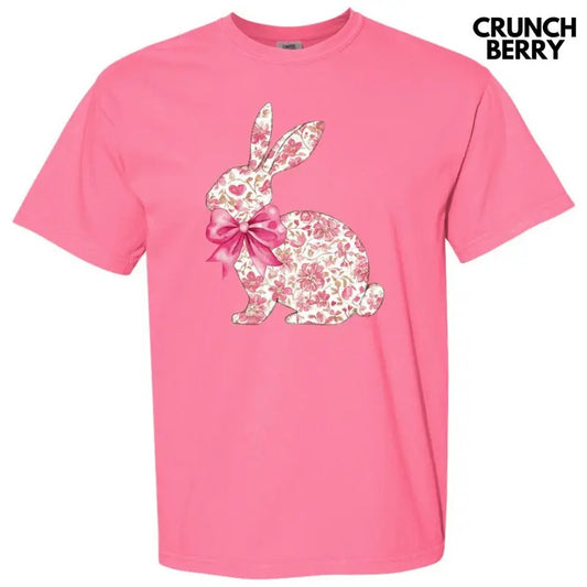 Pink Floral Easter Bunny Comfort Colors T-Shirt