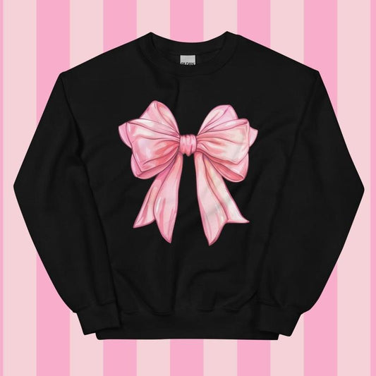 Pink Girly Coquette Bow Crewneck - Unisex Apparel Relaxed Fit Printed In The USA Clothing Womenswear Casual Comfort Cotton Top Athletic Boho Chic