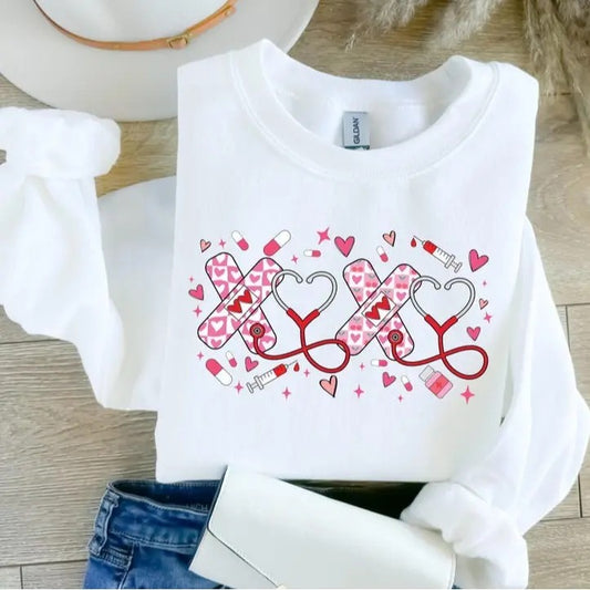 Pink Valentine Nurse Shirt, Valentine School Nurse Shirt, Nursing Valentine Shirt, Valentine Coquette Bow Shirt, Valentine Gift For Nurse, Nurse Holiday Shirt, Gift For Her