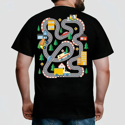 Play Car Race On Dad's T-shirt, Mat Road Car Race Track T-Shirt, Dad Mom Father's Day Family Gift, Playmat TShirt, Daddy's Birthday Present  T-shirt, sweater and Hoodie