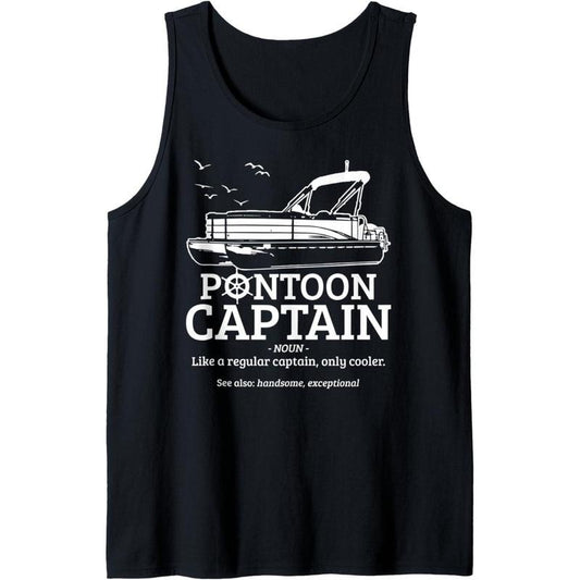 Pontoon Captain Definition Funny Pontoon Boat Boating Gift Tank Top MADE IN USA