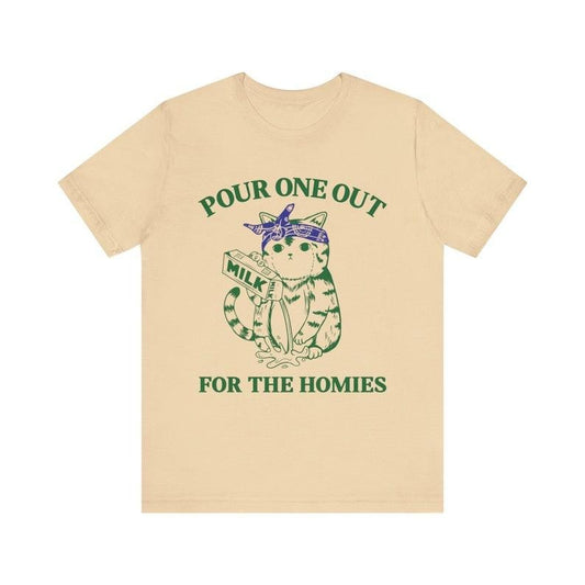 Pour One Out For The Homies, Funny Meme Shirt, Funny Cat Shirt, Vintage Tee, Silly Shirt, Meme Top, Cute Shirt, Gangster Cat, Sassy Tee