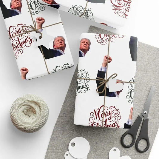 Powerful Trump Christmas - Trump Wrapping Paper for Gifts - Trump Christmas Gift Wrap - Maga Gift Wrap Christmas Trump 2024