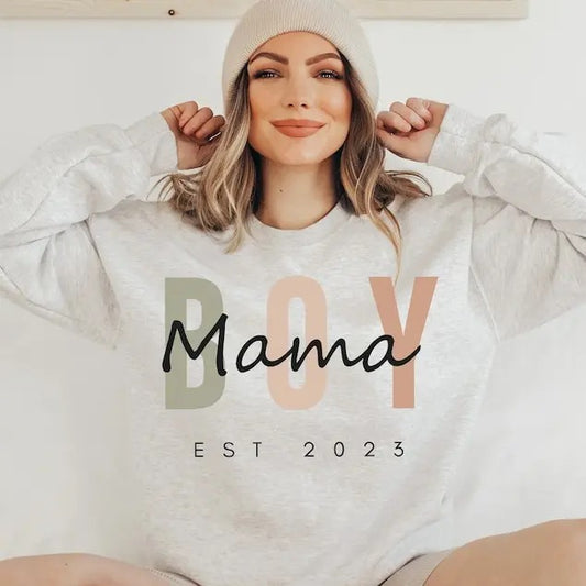 Premium  Boy Mama Sweatshirt, Boy Mom Shirt, Personalized Mama Sweatshirt, Boy Mama Apparel, Gift For Mother, Boy Mom Sweater, Mom Gift Sweatshirt