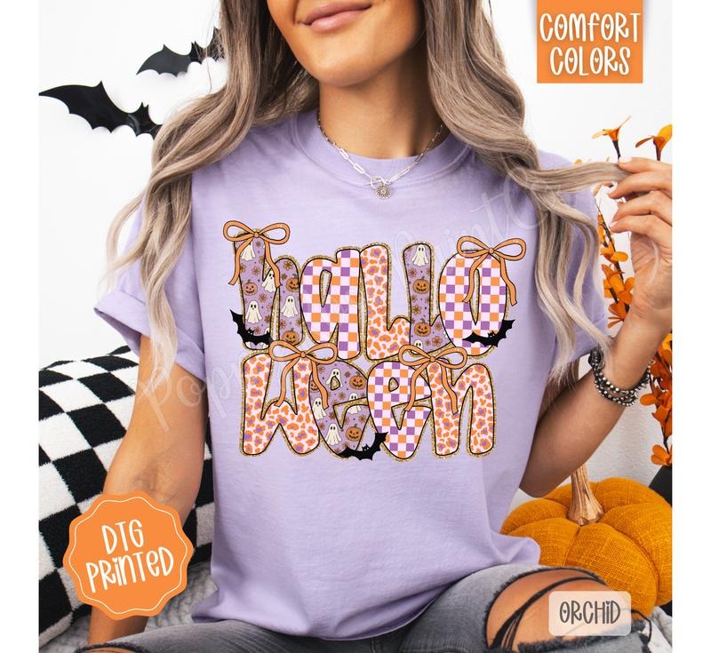 Preppy Halloween Comfort Colors, Trendy Women's Holiday Tshirt